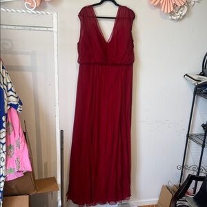 NWT amsale crimson silk gown size 22 extra long